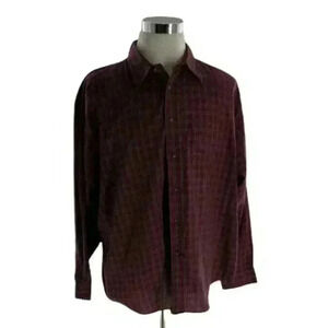 Arrow Mens Multi Maroon Plaid Wrinkle Free Long Sleeves Button Up Shirt Size XXL